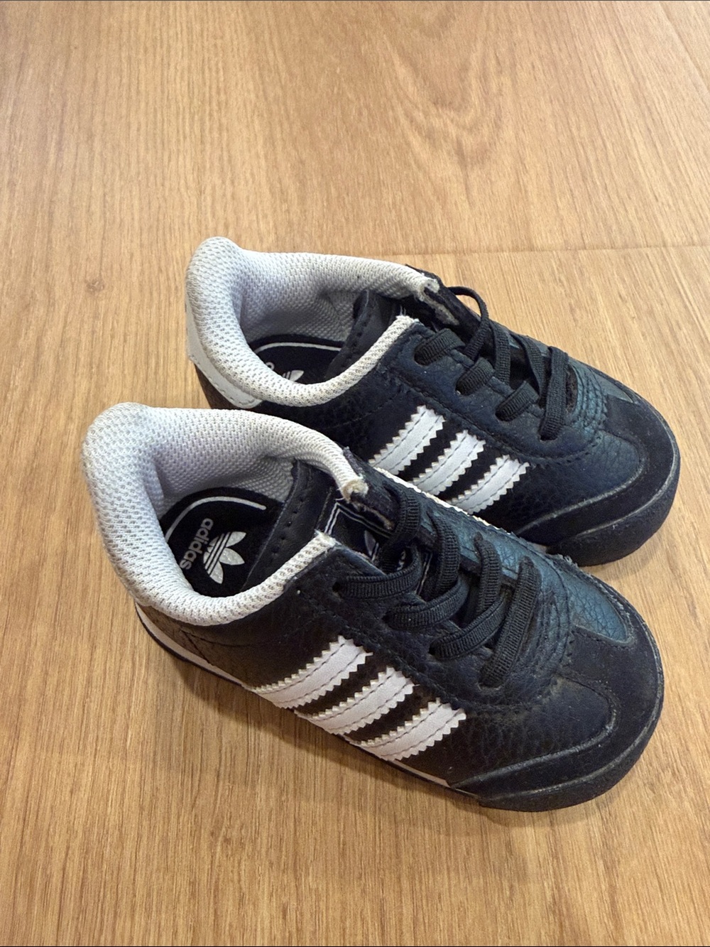 adidas Kids Black and White Retro Three-Stripe Sneakers